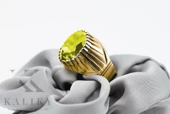 Ring Vintage style Yellow Peridot 14K Yellow gold vrc048y